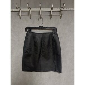 Styleworks Skirt Women 4 Black Leather Lined Moto Biker Grunge Cyber‎ Goth Cycle